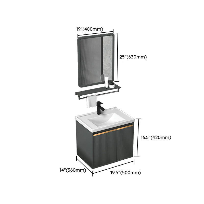 Modern Bathroom Vanity Metal Base Wall-Mounted with Soft Close Door Clearhalo 'Bathroom Remodel & Bathroom Fixtures' 'Bathroom Vanities' 'bathroom_vanities' 'Home Improvement' 'home_improvement' 'home_improvement_bathroom_vanities' 8142005