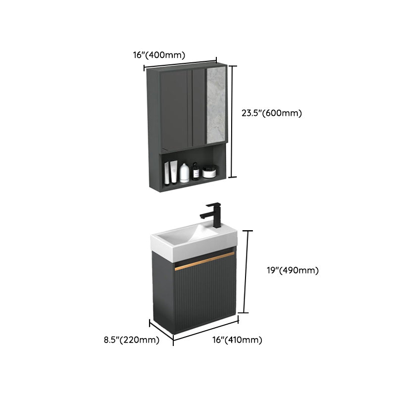 Modern Bathroom Vanity Metal Base Wall-Mounted with Soft Close Door Clearhalo 'Bathroom Remodel & Bathroom Fixtures' 'Bathroom Vanities' 'bathroom_vanities' 'Home Improvement' 'home_improvement' 'home_improvement_bathroom_vanities' 8142008