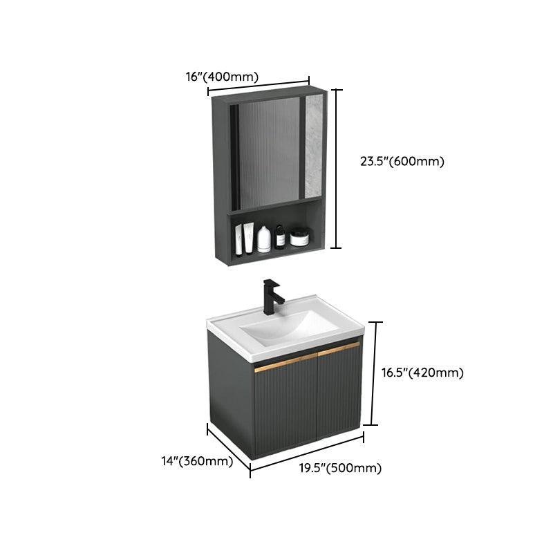 Modern Bathroom Vanity Metal Base Wall-Mounted with Soft Close Door Clearhalo 'Bathroom Remodel & Bathroom Fixtures' 'Bathroom Vanities' 'bathroom_vanities' 'Home Improvement' 'home_improvement' 'home_improvement_bathroom_vanities' 8142011