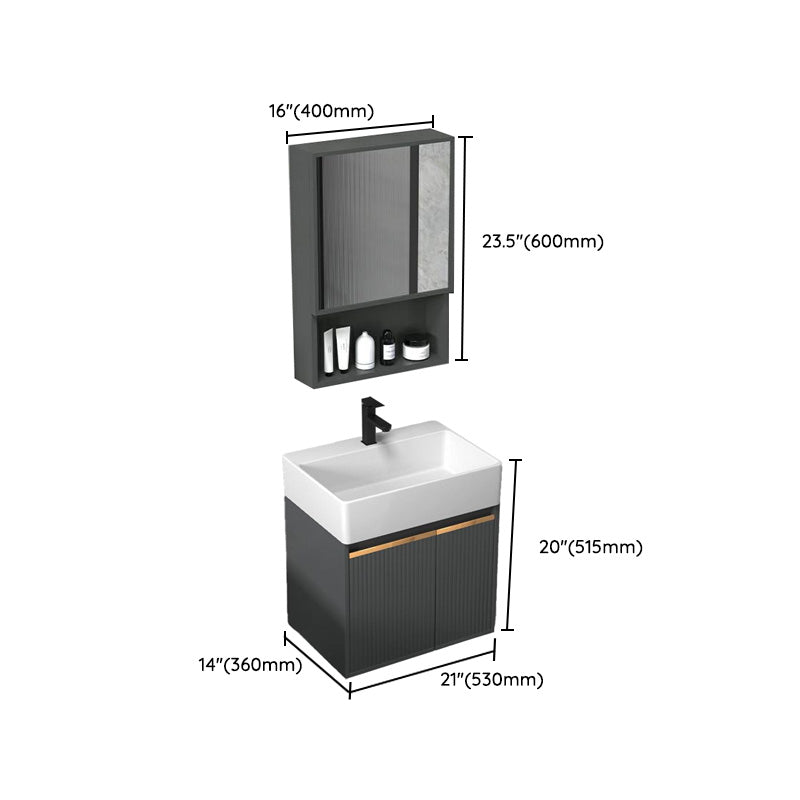 Modern Bathroom Vanity Metal Base Wall-Mounted with Soft Close Door Clearhalo 'Bathroom Remodel & Bathroom Fixtures' 'Bathroom Vanities' 'bathroom_vanities' 'Home Improvement' 'home_improvement' 'home_improvement_bathroom_vanities' 8142012