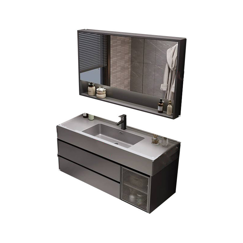 Overflow Bathroom Vanity Stone Mirror Waterproof Wall Mount Single Sink with 2 Drawers 43"L x 20"W x 22"H Clearhalo 'Bathroom Remodel & Bathroom Fixtures' 'Bathroom Vanities' 'bathroom_vanities' 'Home Improvement' 'home_improvement' 'home_improvement_bathroom_vanities' 8142015