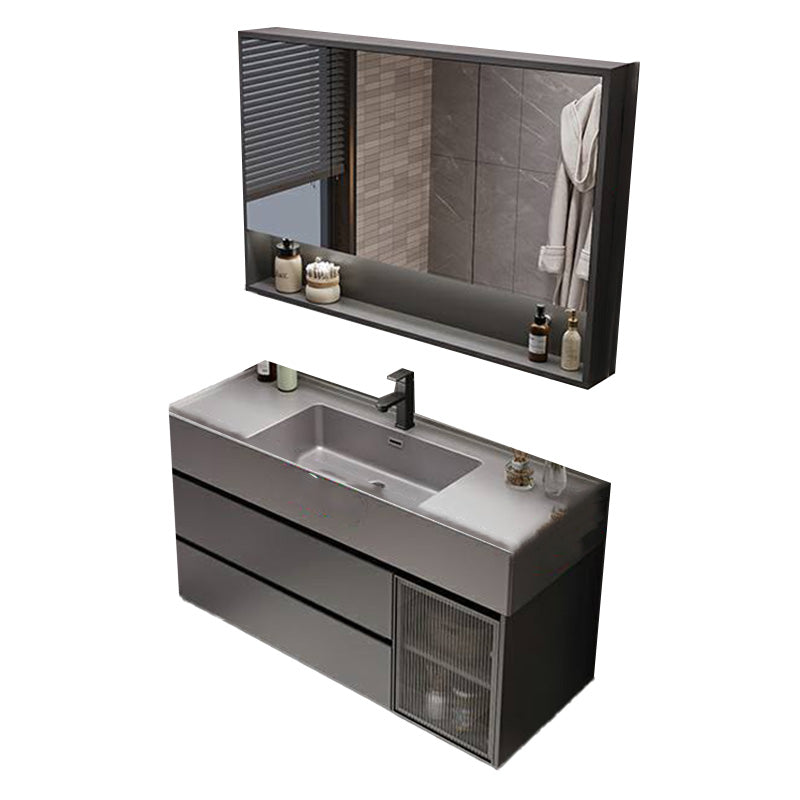 Overflow Bathroom Vanity Stone Mirror Waterproof Wall Mount Single Sink with 2 Drawers 35"L x 20"W x 22"H Clearhalo 'Bathroom Remodel & Bathroom Fixtures' 'Bathroom Vanities' 'bathroom_vanities' 'Home Improvement' 'home_improvement' 'home_improvement_bathroom_vanities' 8142021