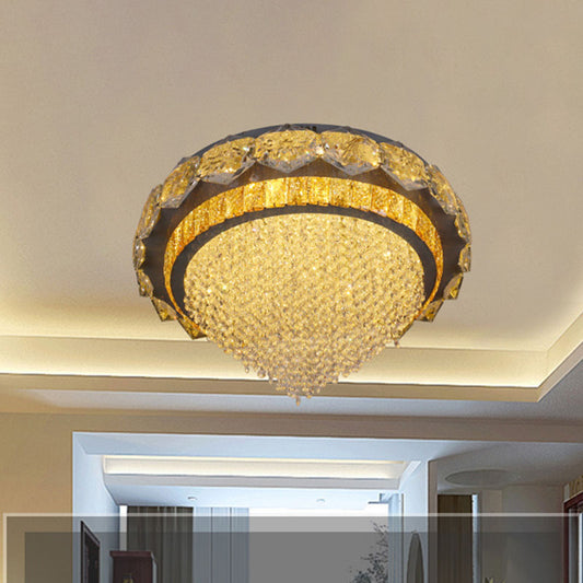 LED Clear Crystal Flushmount Lighting Contemporary Black Conical Bedroom Ceiling Mounted Light Clear Clearhalo 'Ceiling Lights' 'Close To Ceiling Lights' 'Close to ceiling' 'Flush mount' Lighting' 814202