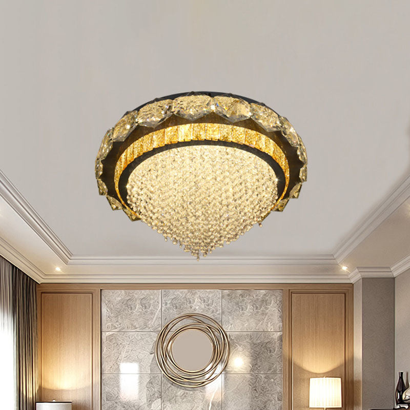 LED Clear Crystal Flushmount Lighting Contemporary Black Conical Bedroom Ceiling Mounted Light Clearhalo 'Ceiling Lights' 'Close To Ceiling Lights' 'Close to ceiling' 'Flush mount' Lighting' 814203