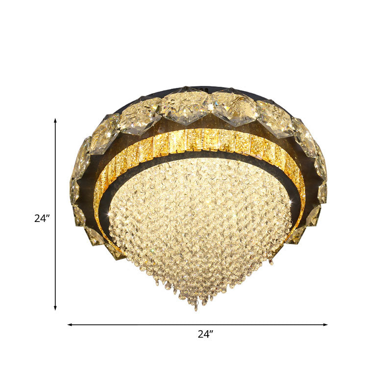 LED Clear Crystal Flushmount Lighting Contemporary Black Conical Bedroom Ceiling Mounted Light Clearhalo 'Ceiling Lights' 'Close To Ceiling Lights' 'Close to ceiling' 'Flush mount' Lighting' 814205