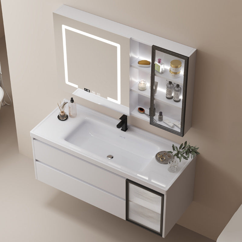 Modern Space Saver Vanity Wall Mount Ceramic Top Backsplash Included Clearhalo 'Bathroom Remodel & Bathroom Fixtures' 'Bathroom Vanities' 'bathroom_vanities' 'Home Improvement' 'home_improvement' 'home_improvement_bathroom_vanities' 8142065