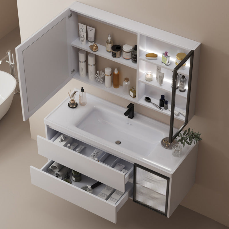 Modern Space Saver Vanity Wall Mount Ceramic Top Backsplash Included Clearhalo 'Bathroom Remodel & Bathroom Fixtures' 'Bathroom Vanities' 'bathroom_vanities' 'Home Improvement' 'home_improvement' 'home_improvement_bathroom_vanities' 8142066