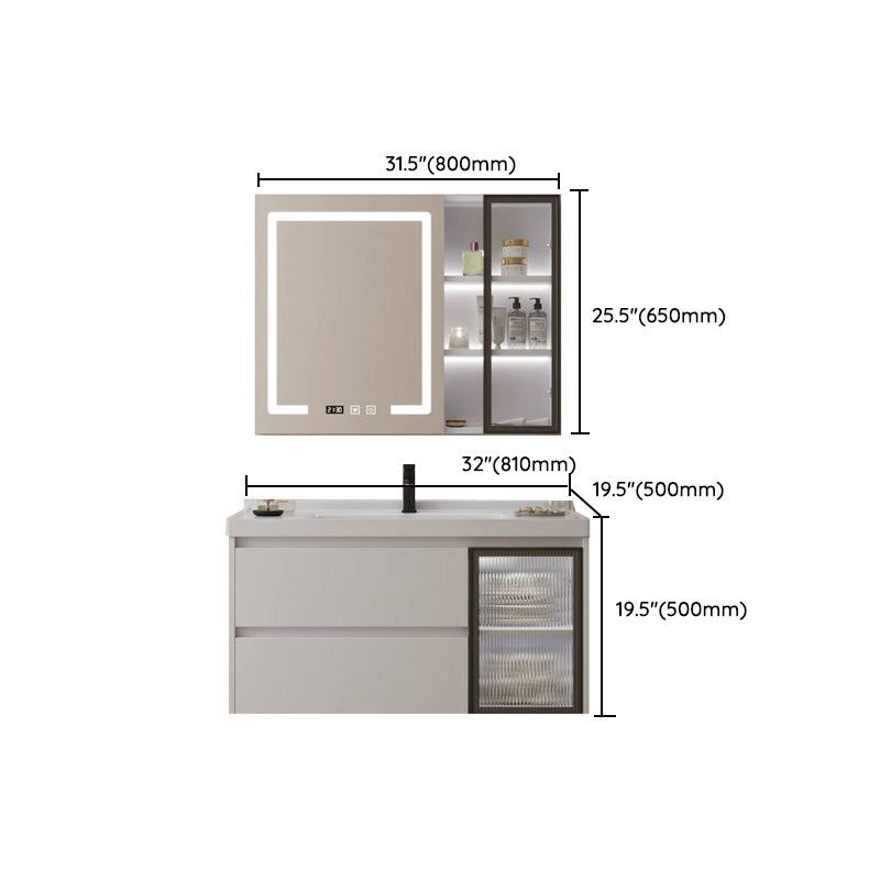 Modern Space Saver Vanity Wall Mount Ceramic Top Backsplash Included Clearhalo 'Bathroom Remodel & Bathroom Fixtures' 'Bathroom Vanities' 'bathroom_vanities' 'Home Improvement' 'home_improvement' 'home_improvement_bathroom_vanities' 8142099