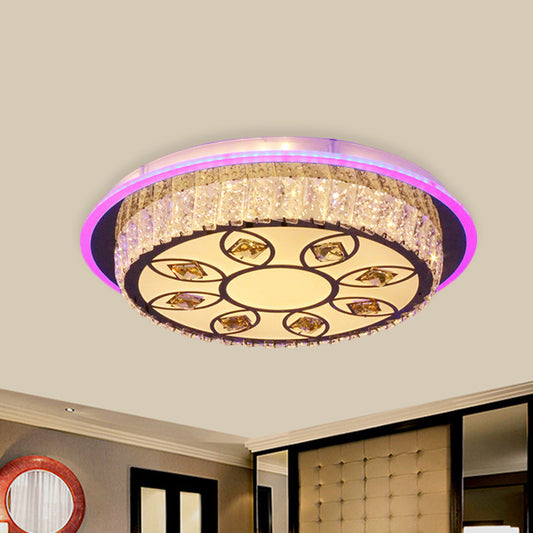 Crystal Block Round Flushmount Light Modernist LED Bedroom Petal Pattern Close to Ceiling Lighting in Chrome Chrome Clearhalo 'Ceiling Lights' 'Close To Ceiling Lights' 'Close to ceiling' 'Flush mount' Lighting' 814222