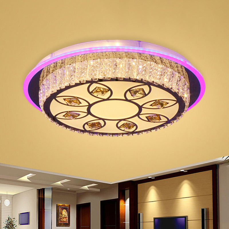 Crystal Block Round Flushmount Light Modernist LED Bedroom Petal Pattern Close to Ceiling Lighting in Chrome Clearhalo 'Ceiling Lights' 'Close To Ceiling Lights' 'Close to ceiling' 'Flush mount' Lighting' 814223