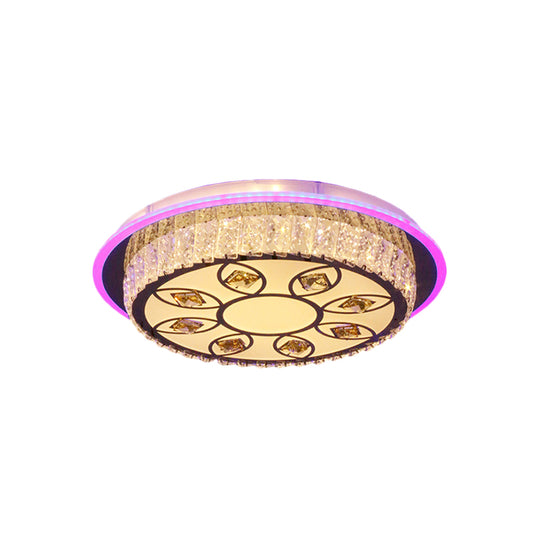 Crystal Block Round Flushmount Light Modernist LED Bedroom Petal Pattern Close to Ceiling Lighting in Chrome Clearhalo 'Ceiling Lights' 'Close To Ceiling Lights' 'Close to ceiling' 'Flush mount' Lighting' 814224