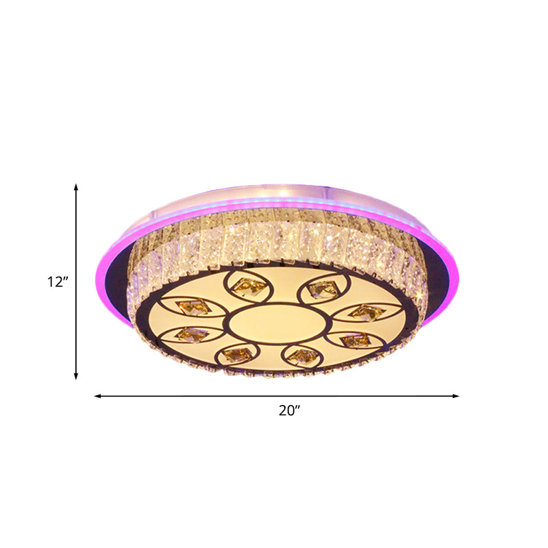 Crystal Block Round Flushmount Light Modernist LED Bedroom Petal Pattern Close to Ceiling Lighting in Chrome Clearhalo 'Ceiling Lights' 'Close To Ceiling Lights' 'Close to ceiling' 'Flush mount' Lighting' 814225