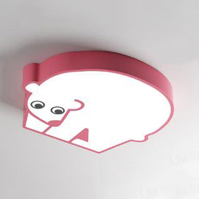 Acrylic Polar Bear Flush Mount Ceiling Light Cartoon Ceiling Light for Kid Bedroom Pink Clearhalo 'Ceiling Lights' 'Close To Ceiling Lights' 'Close to ceiling' 'Flush mount' Lighting' 81423