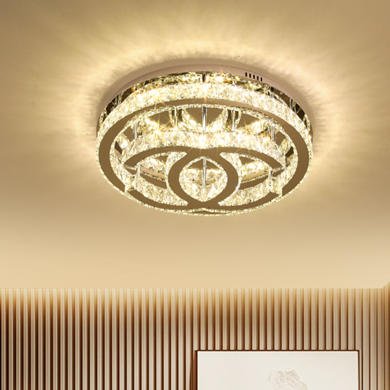 Double C Shaped Ceiling Lighting Contemporary LED Bedroom Flush Mount in Chrome with Ring Design Clearhalo 'Ceiling Lights' 'Close To Ceiling Lights' 'Close to ceiling' 'Flush mount' Lighting' 814231