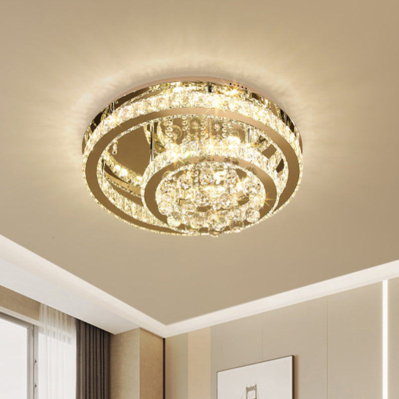 Chrome Circular Flushmount Minimalist Crystal Block LED Bedroom Ceiling Flush Mount Clearhalo 'Ceiling Lights' 'Close To Ceiling Lights' 'Close to ceiling' 'Flush mount' Lighting' 814239