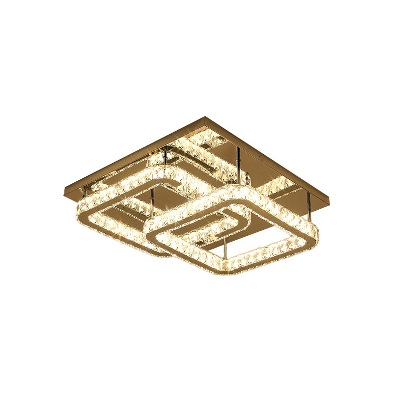 Square Bedroom Flush Mount Ceiling Light Modernist Faceted Crystal LED Chrome Flushmount Lighting Clearhalo 'Ceiling Lights' 'Close To Ceiling Lights' 'Close to ceiling' 'Flush mount' Lighting' 814244