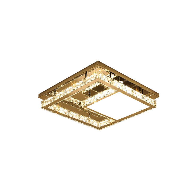 Square Bedroom Flush Mount Ceiling Light Modernist Faceted Crystal LED Chrome Flushmount Lighting Clearhalo 'Ceiling Lights' 'Close To Ceiling Lights' 'Close to ceiling' 'Flush mount' Lighting' 814249