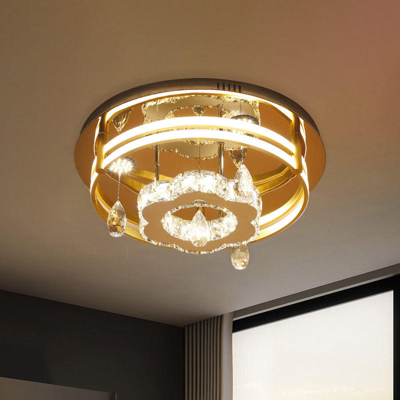 LED Faceted Crystal Flushmount Ceiling Fixture Simple Chrome Blossom Flush Light for Bedroom Clearhalo 'Ceiling Lights' 'Close To Ceiling Lights' 'Close to ceiling' 'Flush mount' Lighting' 814252