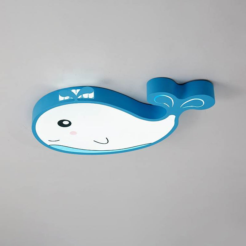 Whale Kids Room Ceiling Flush Mount Acrylic Cartoon LED Flush Mount Lighting Fixture in Blue/White/Pink Clearhalo 'Ceiling Lights' 'Close To Ceiling Lights' 'Close to ceiling' 'Flush mount' Lighting' 814265