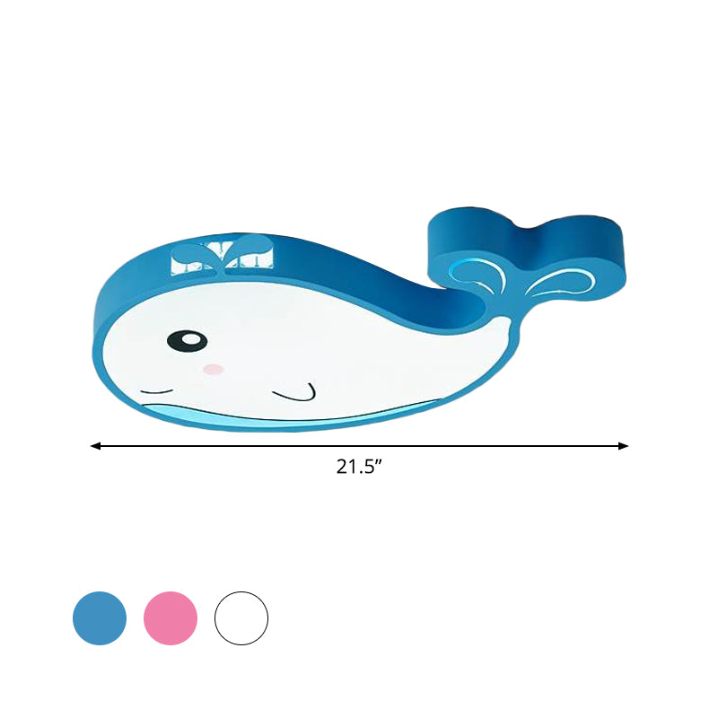 Whale Kids Room Ceiling Flush Mount Acrylic Cartoon LED Flush Mount Lighting Fixture in Blue/White/Pink Clearhalo 'Ceiling Lights' 'Close To Ceiling Lights' 'Close to ceiling' 'Flush mount' Lighting' 814266