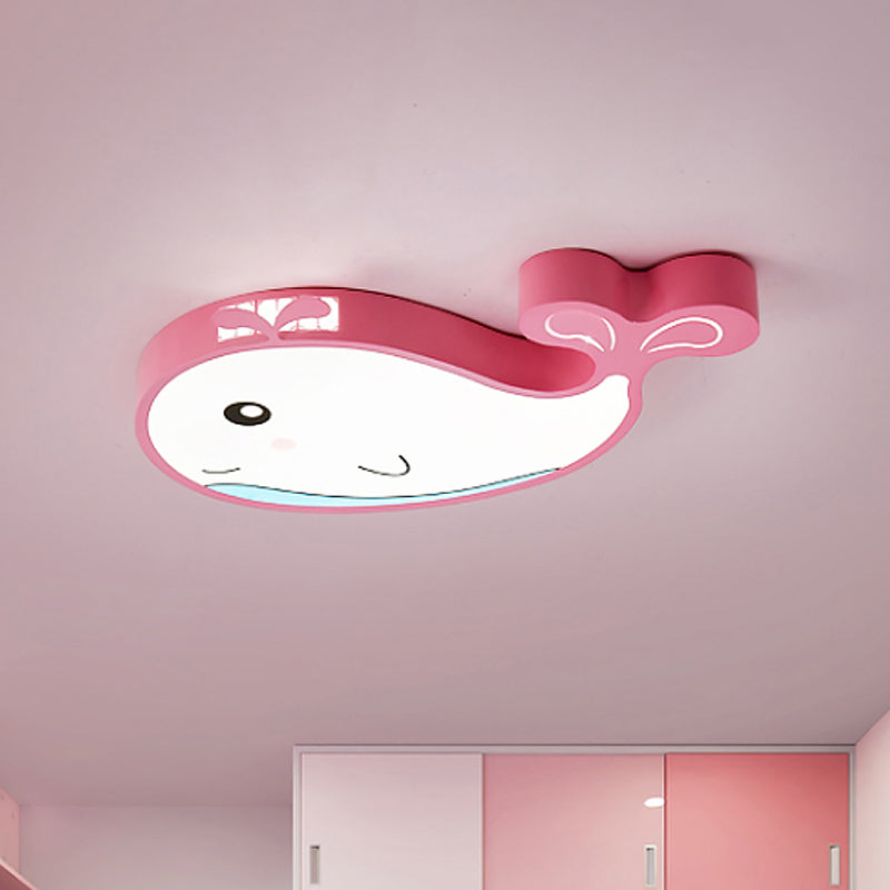 Whale Kids Room Ceiling Flush Mount Acrylic Cartoon LED Flush Mount Lighting Fixture in Blue/White/Pink Clearhalo 'Ceiling Lights' 'Close To Ceiling Lights' 'Close to ceiling' 'Flush mount' Lighting' 814269