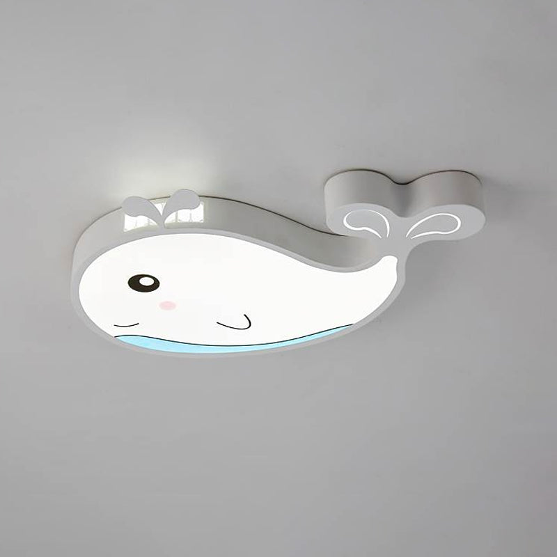 Whale Kids Room Ceiling Flush Mount Acrylic Cartoon LED Flush Mount Lighting Fixture in Blue/White/Pink Clearhalo 'Ceiling Lights' 'Close To Ceiling Lights' 'Close to ceiling' 'Flush mount' Lighting' 814274