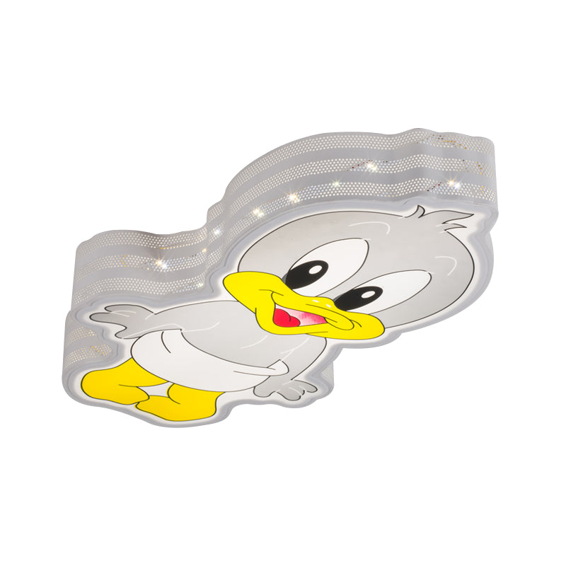 Grey Baby Duck LED Flushmount Cartoon Iron Close to Ceiling Lamp with Hollowed Out Side Design Clearhalo 'Ceiling Lights' 'Close To Ceiling Lights' 'Close to ceiling' 'Flush mount' Lighting' 814276