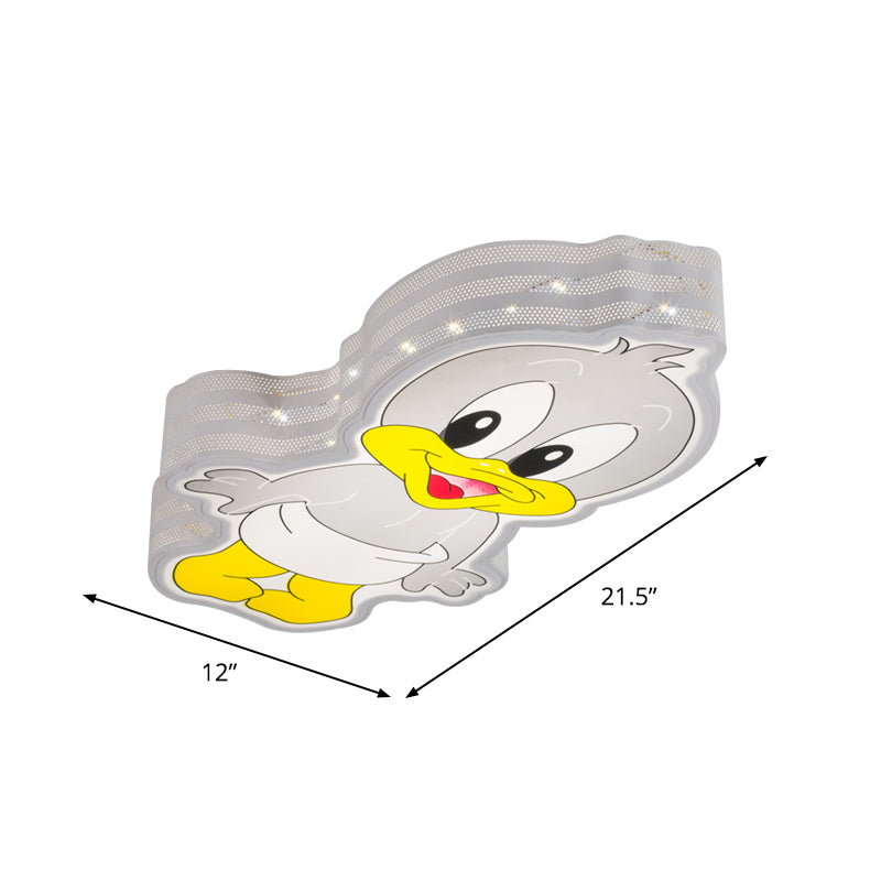 Grey Baby Duck LED Flushmount Cartoon Iron Close to Ceiling Lamp with Hollowed Out Side Design Clearhalo 'Ceiling Lights' 'Close To Ceiling Lights' 'Close to ceiling' 'Flush mount' Lighting' 814278