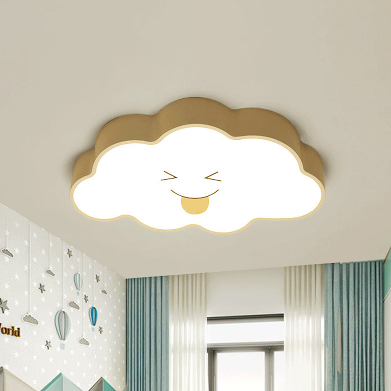 Nursery LED Ceiling Light Fixture Cartoon White Flush Mount with Cloud Acrylic Shade White B Clearhalo 'Ceiling Lights' 'Close To Ceiling Lights' 'Close to ceiling' 'Flush mount' Lighting' 814279