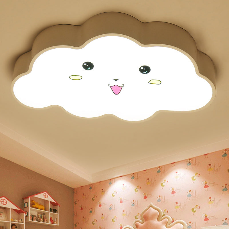 Nursery LED Ceiling Light Fixture Cartoon White Flush Mount with Cloud Acrylic Shade White A Clearhalo 'Ceiling Lights' 'Close To Ceiling Lights' 'Close to ceiling' 'Flush mount' Lighting' 814283