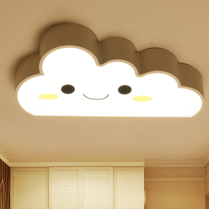 Nursery LED Ceiling Light Fixture Cartoon White Flush Mount with Cloud Acrylic Shade White C Clearhalo 'Ceiling Lights' 'Close To Ceiling Lights' 'Close to ceiling' 'Flush mount' Lighting' 814287