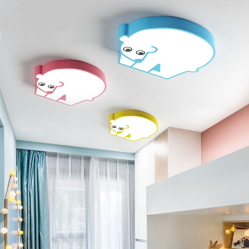 Acrylic Polar Bear Flush Mount Ceiling Light Cartoon Ceiling Light for Kid Bedroom Clearhalo 'Ceiling Lights' 'Close To Ceiling Lights' 'Close to ceiling' 'Flush mount' Lighting' 81429