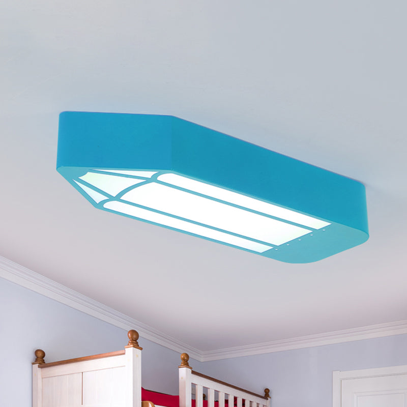 Red/Blue/Green Pencil LED Flush Light Kids Style Metal Flush Mounted Ceiling Light for Nursery School Blue Clearhalo 'Ceiling Lights' 'Close To Ceiling Lights' 'Close to ceiling' 'Flush mount' Lighting' 814300