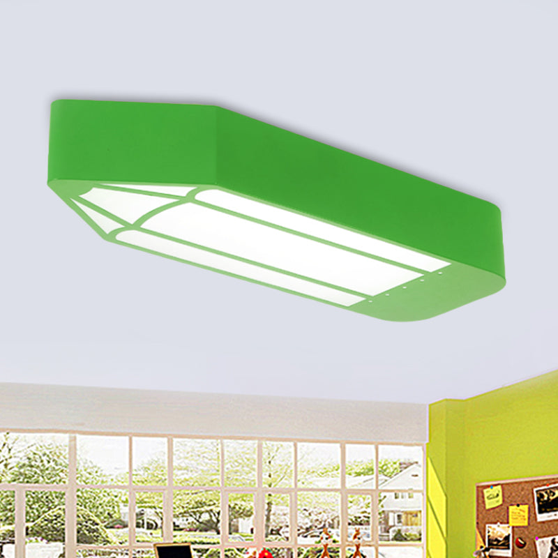 Red/Blue/Green Pencil LED Flush Light Kids Style Metal Flush Mounted Ceiling Light for Nursery School Green Clearhalo 'Ceiling Lights' 'Close To Ceiling Lights' 'Close to ceiling' 'Flush mount' Lighting' 814304
