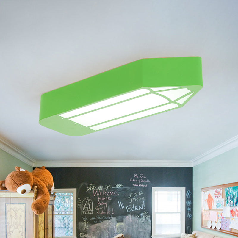 Red/Blue/Green Pencil LED Flush Light Kids Style Metal Flush Mounted Ceiling Light for Nursery School Clearhalo 'Ceiling Lights' 'Close To Ceiling Lights' 'Close to ceiling' 'Flush mount' Lighting' 814305