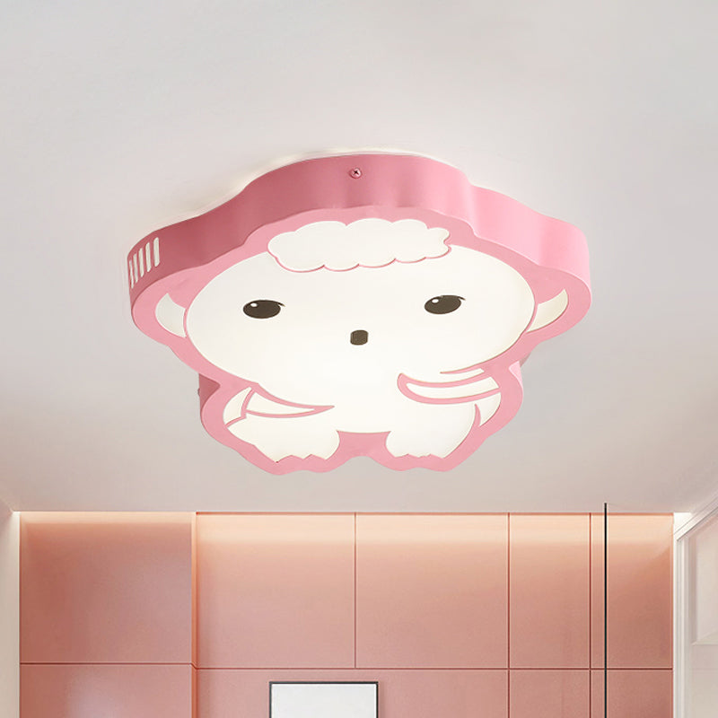 Pink Sheep Flush Mount Ceiling Light Cartoon Acrylic LED Flushmount Lighting in Warm/White Light Pink Clearhalo 'Ceiling Lights' 'Close To Ceiling Lights' 'Close to ceiling' 'Flush mount' Lighting' 814308