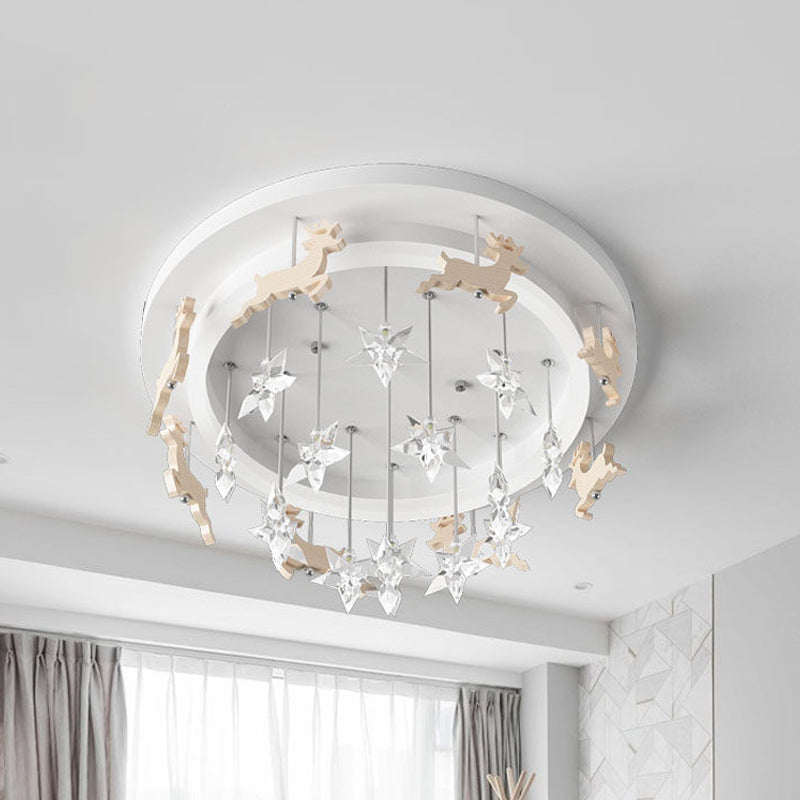 Elk Carousel Acrylic Semi Mount Lighting Kid White LED Ceiling Flush Light in Warm/White Light White Clearhalo 'Ceiling Lights' 'Close To Ceiling Lights' 'Close to ceiling' 'Semi-flushmount' Lighting' 814324