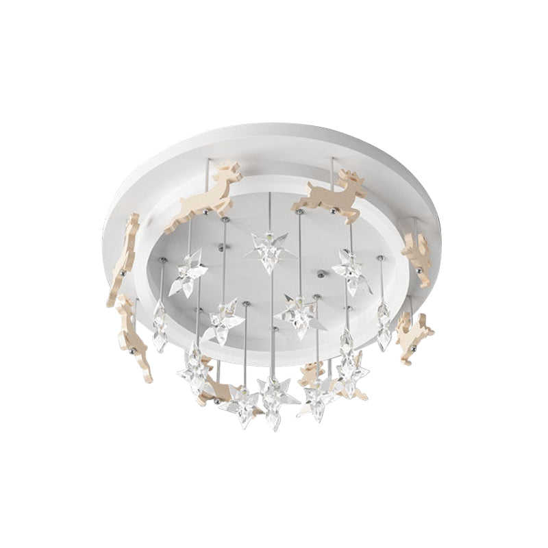 Elk Carousel Acrylic Semi Mount Lighting Kid White LED Ceiling Flush Light in Warm/White Light Clearhalo 'Ceiling Lights' 'Close To Ceiling Lights' 'Close to ceiling' 'Semi-flushmount' Lighting' 814326