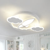 Kid Creative LED Flush Mount White Plane Behind The Cloud Ceiling Lighting with Acrylic Shade, Warm/White Light White Clearhalo 'Ceiling Lights' 'Close To Ceiling Lights' 'Close to ceiling' 'Flush mount' Lighting' 814328