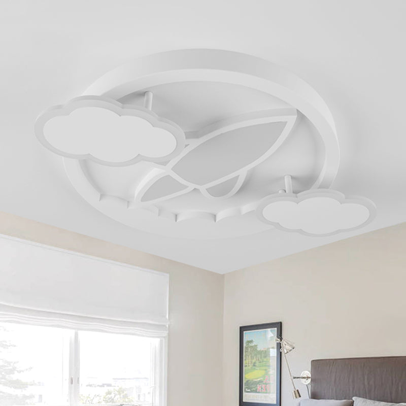 Kid Creative LED Flush Mount White Plane Behind The Cloud Ceiling Lighting with Acrylic Shade, Warm/White Light Clearhalo 'Ceiling Lights' 'Close To Ceiling Lights' 'Close to ceiling' 'Flush mount' Lighting' 814329