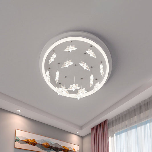 Modern Circle Flush Mount Lighting Acrylic Kids Bedroom LED Ceiling Fixture with Star Drape, Warm/White Light Clearhalo 'Ceiling Lights' 'Close To Ceiling Lights' 'Close to ceiling' 'Flush mount' Lighting' 814333