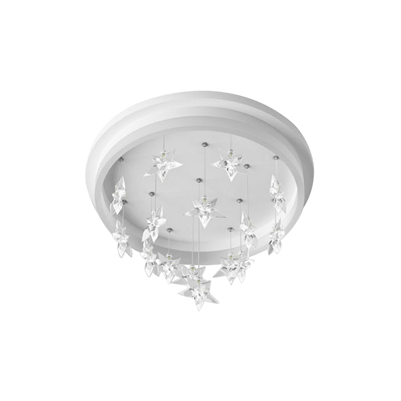 Modern Circle Flush Mount Lighting Acrylic Kids Bedroom LED Ceiling Fixture with Star Drape, Warm/White Light Clearhalo 'Ceiling Lights' 'Close To Ceiling Lights' 'Close to ceiling' 'Flush mount' Lighting' 814334