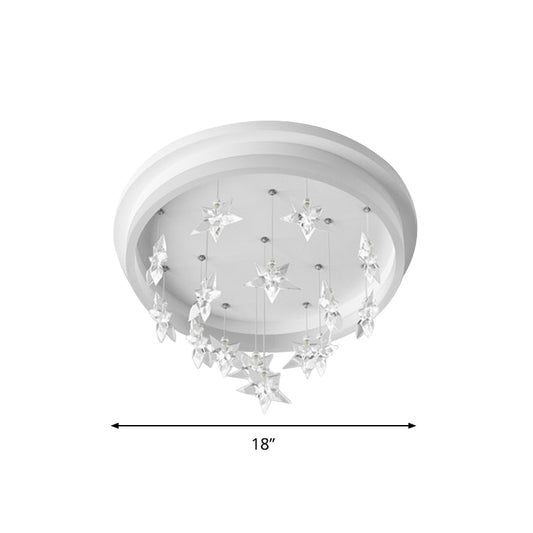 Modern Circle Flush Mount Lighting Acrylic Kids Bedroom LED Ceiling Fixture with Star Drape, Warm/White Light Clearhalo 'Ceiling Lights' 'Close To Ceiling Lights' 'Close to ceiling' 'Flush mount' Lighting' 814335