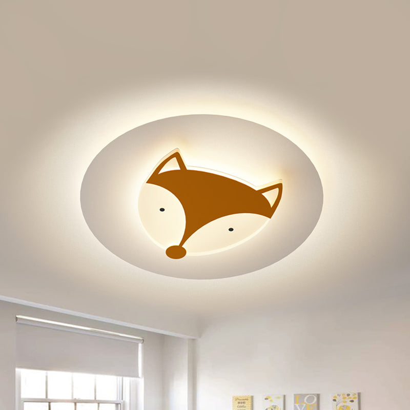 Fox/Deer Child-Care Center Ceiling Lamp Acrylic Kids Style LED Flush Mount Fixture in Blue/Coffee, Warm/White Light Coffee Clearhalo 'Ceiling Lights' 'Close To Ceiling Lights' 'Close to ceiling' 'Flush mount' Lighting' 814348