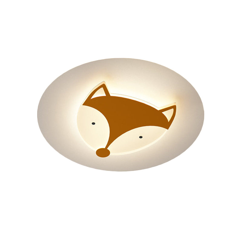 Fox/Deer Child-Care Center Ceiling Lamp Acrylic Kids Style LED Flush Mount Fixture in Blue/Coffee, Warm/White Light Clearhalo 'Ceiling Lights' 'Close To Ceiling Lights' 'Close to ceiling' 'Flush mount' Lighting' 814349