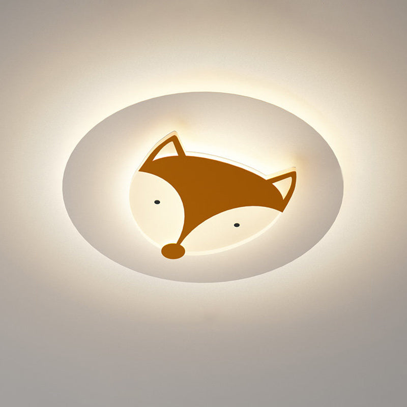 Fox/Deer Child-Care Center Ceiling Lamp Acrylic Kids Style LED Flush Mount Fixture in Blue/Coffee, Warm/White Light Clearhalo 'Ceiling Lights' 'Close To Ceiling Lights' 'Close to ceiling' 'Flush mount' Lighting' 814350