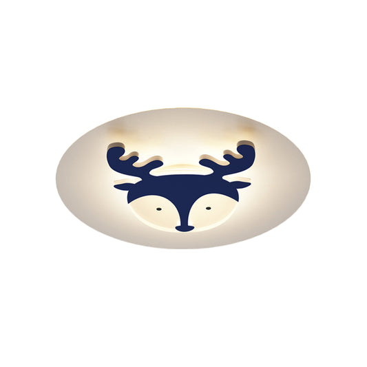 Fox/Deer Child-Care Center Ceiling Lamp Acrylic Kids Style LED Flush Mount Fixture in Blue/Coffee, Warm/White Light Clearhalo 'Ceiling Lights' 'Close To Ceiling Lights' 'Close to ceiling' 'Flush mount' Lighting' 814354