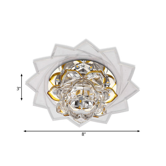 LED K9 Crystal Flush Ceiling Light Minimalist Style Yellow Lotus Bedroom Flush Mount in Purple/Blue Light Clearhalo 'Ceiling Lights' 'Close To Ceiling Lights' 'Close to ceiling' 'Flush mount' Lighting' 814368