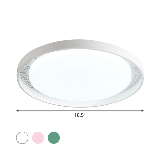 Minimalist Disc Thin Ceiling Flush Acrylic Children Bedroom LED Flush Mount Recessed Lighting in White/Green/Pink Clearhalo 'Ceiling Lights' 'Close To Ceiling Lights' 'Close to ceiling' 'Flush mount' Lighting' 814372