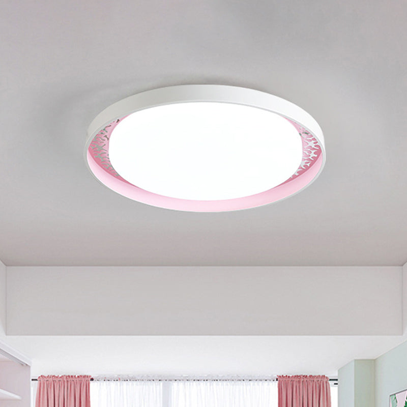 Minimalist Disc Thin Ceiling Flush Acrylic Children Bedroom LED Flush Mount Recessed Lighting in White/Green/Pink Clearhalo 'Ceiling Lights' 'Close To Ceiling Lights' 'Close to ceiling' 'Flush mount' Lighting' 814374